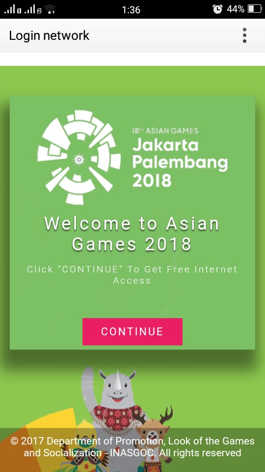 Halaman login Asian Games 2018