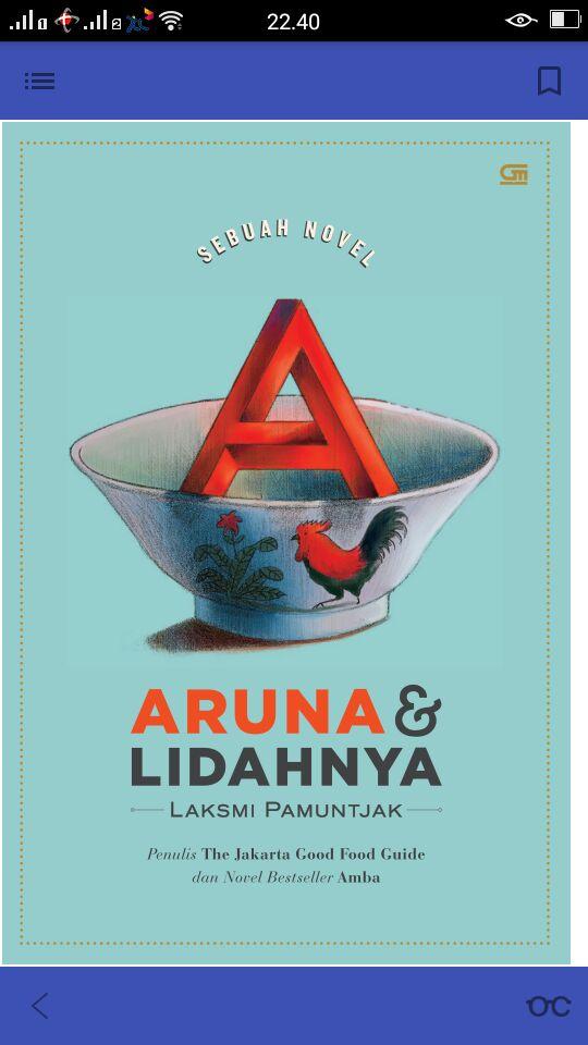 Kover buku Aruna dan Lidahnya, dilihat dari aplikasi iPusnas