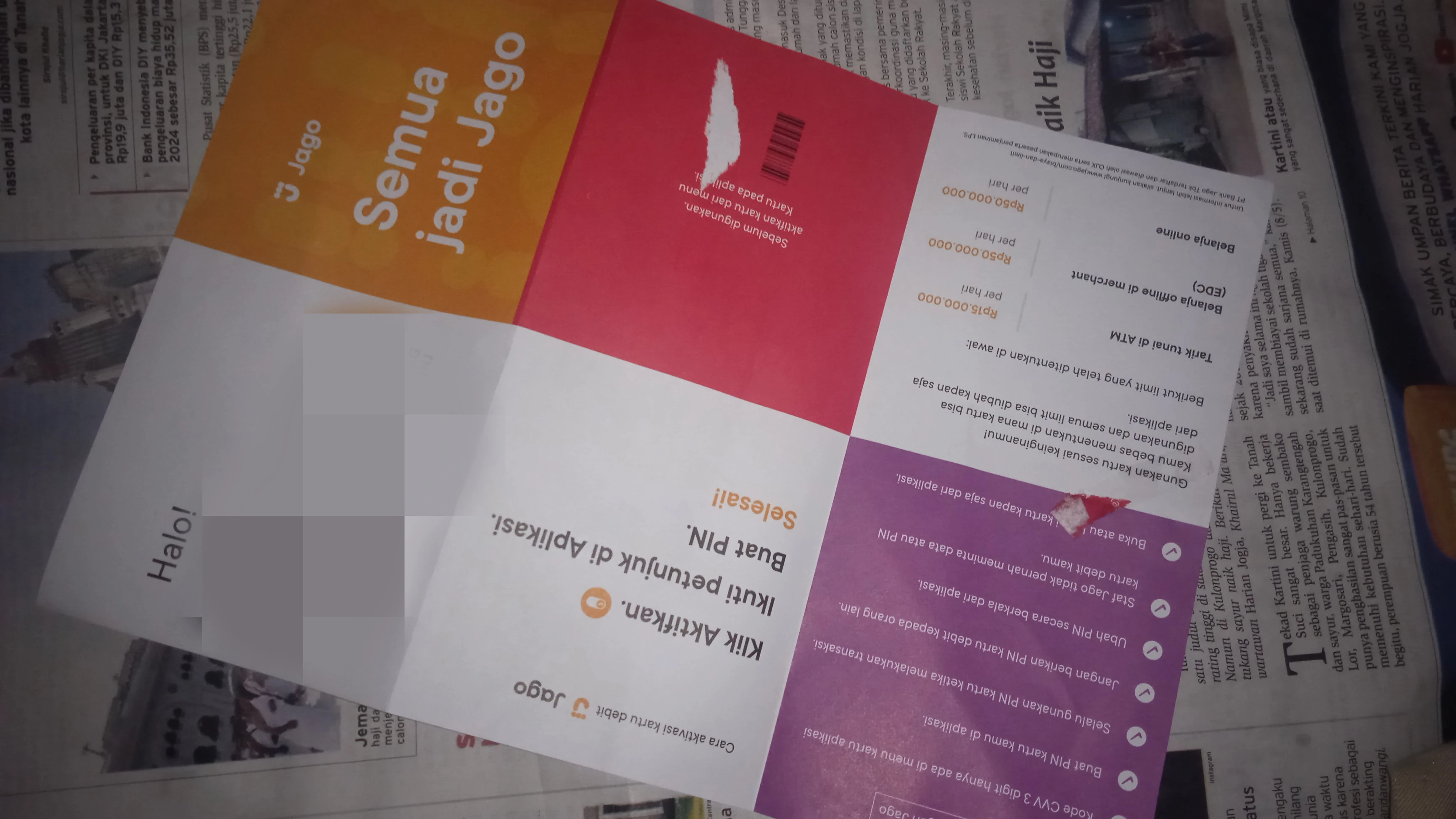 surat kedatangan kartu ATM Jago